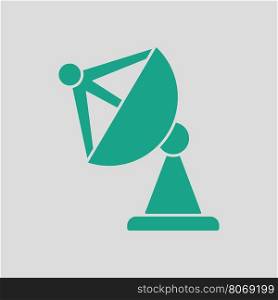 Satellite antenna icon. Gray background with green. Vector illustration.
