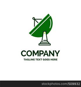 satellite, antenna, radar, space, dish Flat Business Logo template. Creative Green Brand Name Design.