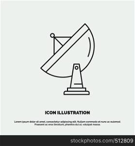 satellite, antenna, radar, space, dish Icon. Line vector gray symbol for UI and UX, website or mobile application. Vector EPS10 Abstract Template background