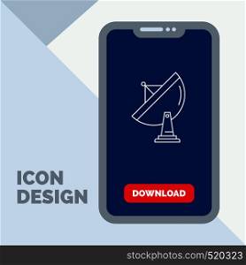 satellite, antenna, radar, space, dish Line Icon in Mobile for Download Page. Vector EPS10 Abstract Template background