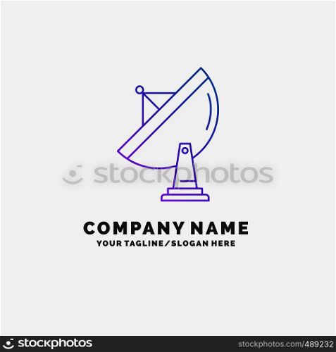 satellite, antenna, radar, space, dish Purple Business Logo Template. Place for Tagline. Vector EPS10 Abstract Template background