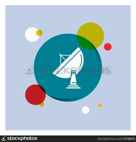 satellite, antenna, radar, space, dish White Glyph Icon colorful Circle Background. Vector EPS10 Abstract Template background