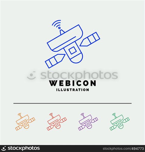satellite, antenna, radar, space, Signal 5 Color Line Web Icon Template isolated on white. Vector illustration. Vector EPS10 Abstract Template background