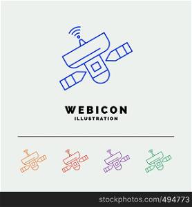 satellite, antenna, radar, space, Signal 5 Color Line Web Icon Template isolated on white. Vector illustration. Vector EPS10 Abstract Template background