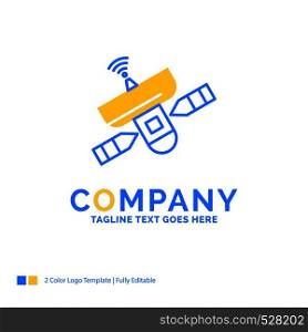 satellite, antenna, radar, space, Signal Blue Yellow Business Logo template. Creative Design Template Place for Tagline.