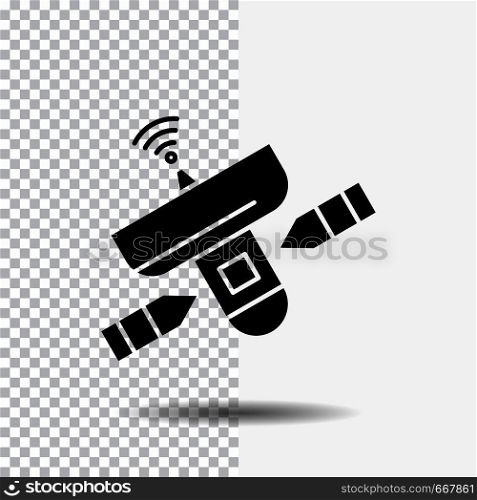 satellite, antenna, radar, space, Signal Glyph Icon on Transparent Background. Black Icon. Vector EPS10 Abstract Template background