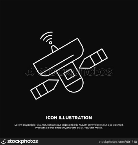 satellite, antenna, radar, space, Signal Icon. Line vector symbol for UI and UX, website or mobile application. Vector EPS10 Abstract Template background