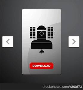 Satellite, broadcast, broadcasting, communication, telecommunication Glyph Icon in Carousal Pagination Slider Design & Red Download Button. Vector EPS10 Abstract Template background