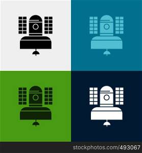 Satellite, broadcast, broadcasting, communication, telecommunication Icon Over Various Background. glyph style design, designed for web and app. Eps 10 vector illustration. Vector EPS10 Abstract Template background