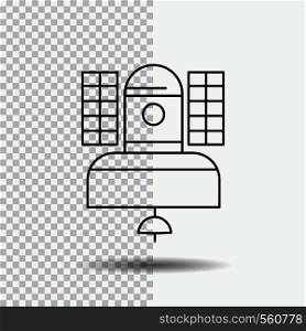Satellite, broadcast, broadcasting, communication, telecommunication Line Icon on Transparent Background. Black Icon Vector Illustration. Vector EPS10 Abstract Template background