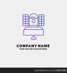 Satellite, broadcast, broadcasting, communication, telecommunication Purple Business Logo Template. Place for Tagline. Vector EPS10 Abstract Template background