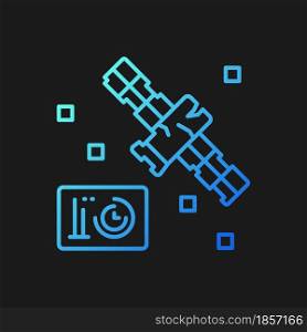 Satellite condition gradient vector icon for dark theme. Artifial satelite breakdown in outer space investigation. Thin line color symbol. Modern style pictogram. Vector isolated outline drawing. Satellite condition gradient vector icon for dark theme