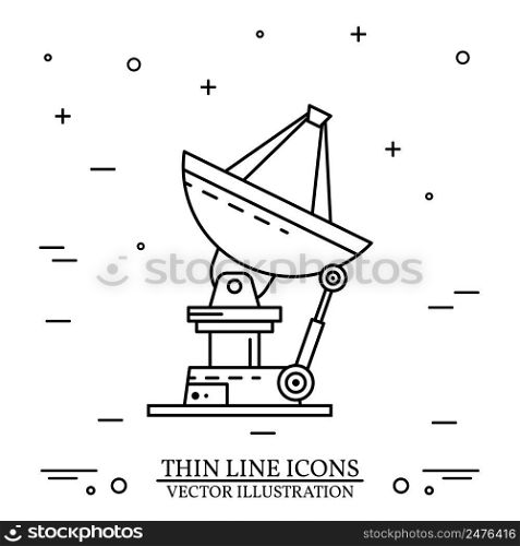 Satellite dishes on the white background. Human mission to Mars. For web design and application interface, also useful for infographics. Vector Illustration.. Satellite dishes on the white background.