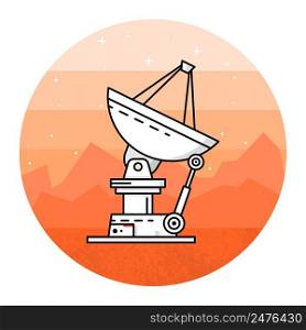 Satellite dishes on the white background. Human mission to Mars. For web design and application interface, also useful for infographics. Vector Illustration.. Satellite dishes on the white background.