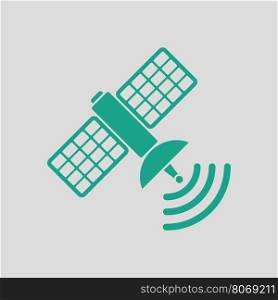 Satellite icon. Gray background with green. Vector illustration.