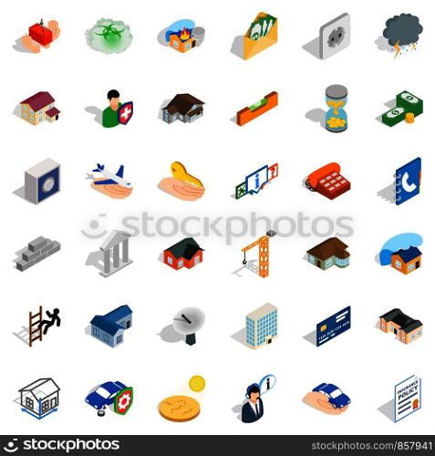 Satellite icons set. Isometric style of 36 satellite vector icons for web isolated on white background. Satellite icons set, isometric style