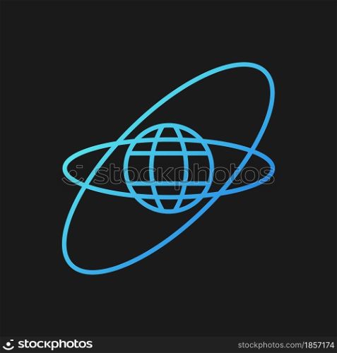 Satellite orbits and trajectories gradient vector icon for dark theme. Low, Medium, High Earth orbit. Thin line color symbol. Modern style pictogram. Vector isolated outline drawing. Satellite orbits and trajectories gradient vector icon for dark theme