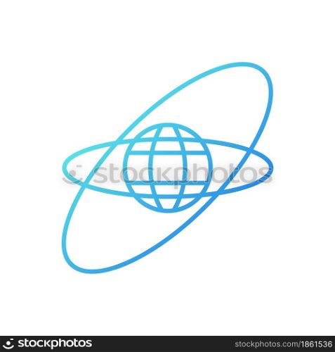Satellite orbits, trajectories gradient linear vector icon. Geostationary orbit. Low, Medium, High Earth orbit. Thin line color symbol. Modern style pictogram. Vector isolated outline drawing. Satellite orbits, trajectories gradient linear vector icon