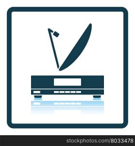 Satellite receiver with antenna icon. Shadow reflection design. Vector illustration.