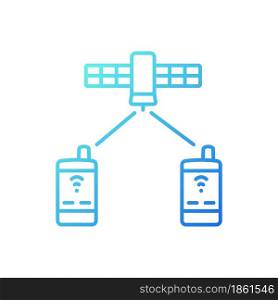Satellite telephony gradient linear vector icon. Phones receive signal from satelite. Communications network. Thin line color symbol. Modern style pictogram. Vector isolated outline drawing. Satellite telephony gradient linear vector icon