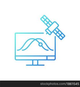 Satellite tracking gradient linear vector icon. Artificial satelites orbits observation through application. Thin line color symbol. Modern style pictogram. Vector isolated outline drawing. Satellite tracking gradient linear vector icon
