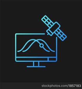 Satellite tracking gradient vector icon for dark theme. Artificial satelites orbits observation through application. Thin line color symbol. Modern style pictogram. Vector isolated outline drawing. Satellite tracking gradient vector icon for dark theme