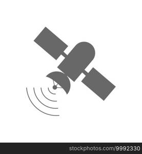 satellite transmits or receives a signal. Vector icon isolated on a white background