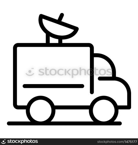 Satellite truck icon. Outline satellite truck vector icon for web design isolated on white background. Satellite truck icon, outline style