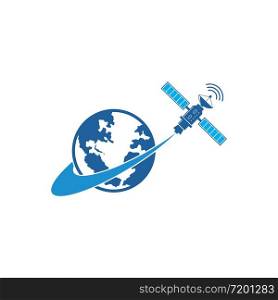 satellite with earth vector icon illustration design template