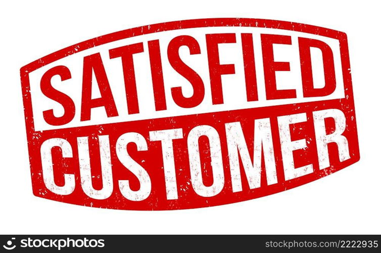 Satisfied customer grunge rubber st&on white background, vector illustration 