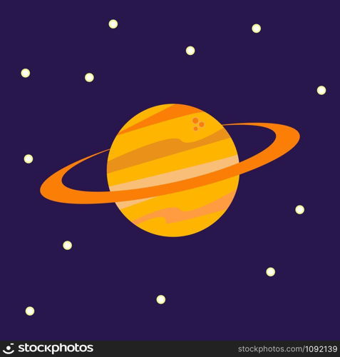 Saturn, illustration, vector on white background.