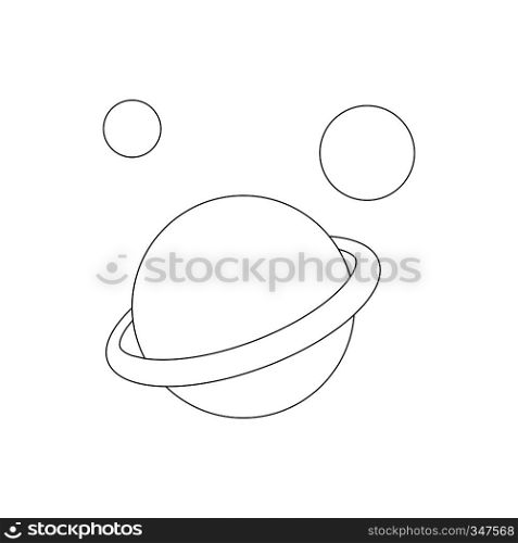Saturn planet icon in isometric 3d style on a white background. Saturn planet icon, isometric 3d styl