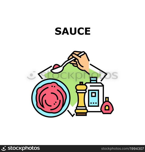 Sauce For Dish Vector Icon Concept. Ketchup And Mayonnaise, Mustard And Pepper Delicious Sauce For Dish. Flavoring Tasty Meal With Homemade Culinary Spice Liquid Color Illustration. Sauce For Dish Vector Concept Color Illustration