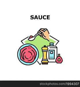 Sauce For Dish Vector Icon Concept. Ketchup And Mayonnaise, Mustard And Pepper Delicious Sauce For Dish. Flavoring Tasty Meal With Homemade Culinary Spice Liquid Color Illustration. Sauce For Dish Vector Concept Color Illustration