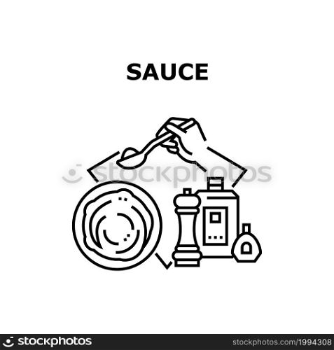 Sauce For Dish Vector Icon Concept. Ketchup And Mayonnaise, Mustard And Pepper Delicious Sauce For Dish. Flavoring Tasty Meal With Homemade Culinary Spice Liquid Black Illustration. Sauce For Dish Vector Concept Black Illustration