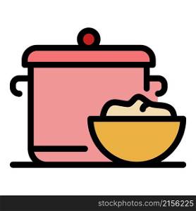 Saucepan baby food icon. Outline saucepan baby food vector icon color flat isolated. Saucepan baby food icon color outline vector