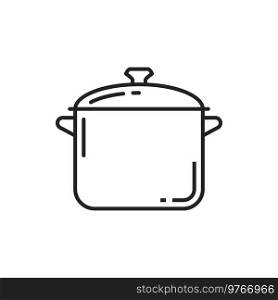 Saucepan vector thin line icon. Kitchen cooking utensils, saucepan symbol. Saucepan line icon, kitchen cooking utensils