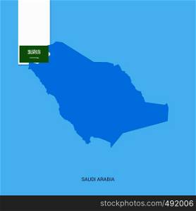 Saudi Arabia Country Map with Flag over Blue background. Vector EPS10 Abstract Template background
