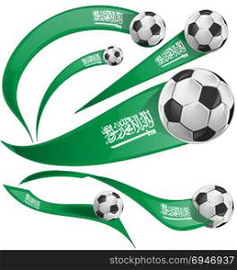 Saudi Arabia flag with soccer ball. Saudi Arabia flag set with soccer ball