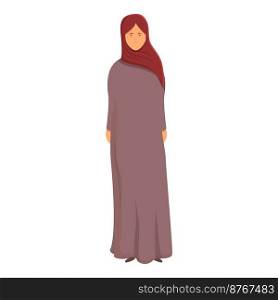 Saudi woman icon cartoon vector. Muslim fashion. Women hijab. Saudi woman icon cartoon vector. Muslim fashion