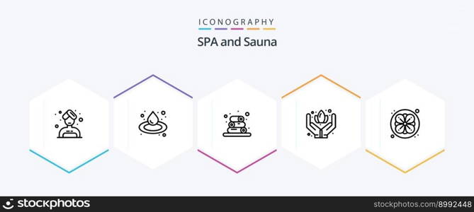 Sauna 25 Line icon pack including . . wellness. nature. flower