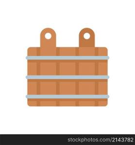 Sauna wood steel bucket icon. Flat illustration of sauna wood steel bucket vector icon isolated on white background. Sauna wood steel bucket icon flat isolated vector