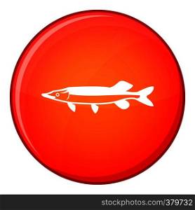 Saury icon in red circle isolated on white background vector illustration. Saury icon, flat style