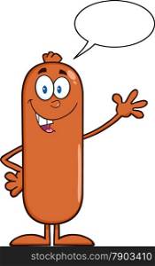 Sausage Cartoon Character Waving