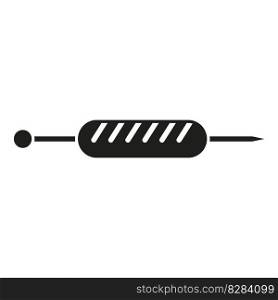 Sausage cooked stick icon simple vector. Grill food. Fire dinner. Sausage cooked stick icon simple vector. Grill food