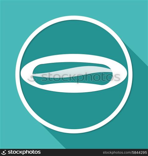 Sausage icon on white circle with a long shadow