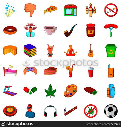 Sausage icons set. Cartoon style of 36 sausage vector icons for web isolated on white background. Sausage icons set, cartoon style
