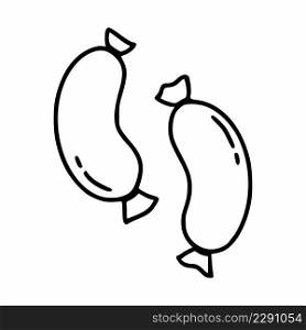 Sausage in style of doodles. Vector food icons on white background.