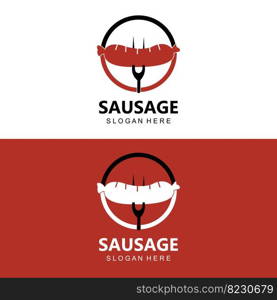 Sausage Logo, Modern Food Vector, Design For Grill Food Brands, BBQ, Sausage Shop, Hotdog