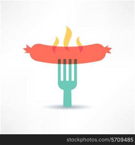 sausage on a fork